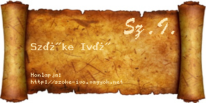 Szőke Ivó névjegykártya